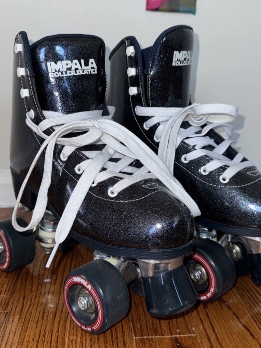 Impala Quad Roller Skates Size 6 Black Glitter Stylish Quad Skates for Women